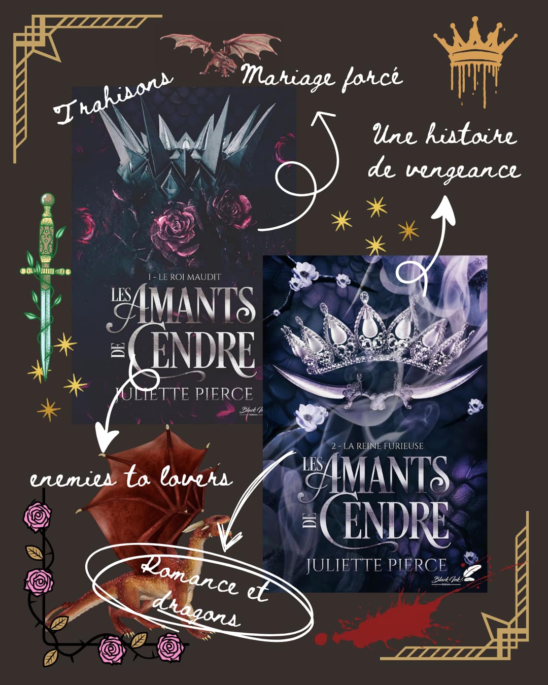Les Amants de cendre T1 – Le Roi maudit et T2 — La Reine furieuse de Juliette Pierce