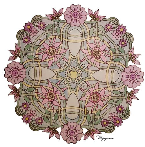 mandalas fleuris exemple crayons