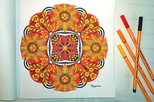mandalas fleuris exemple feutres
